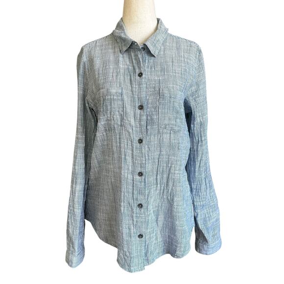 Kuhl Blue/White Pinstripe Organic Cotton Collared Shirt Women's Size Small 5-29 - Picture 1 of 6